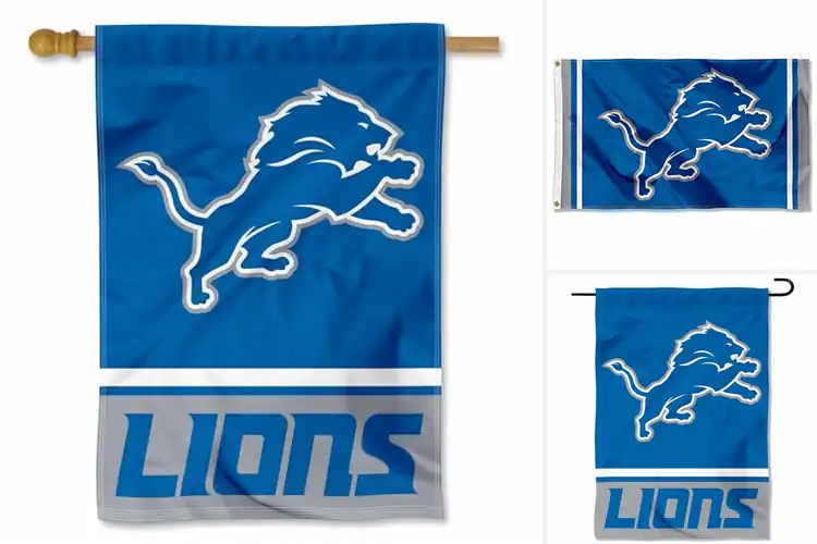Detailed view of Best Detroit Lions Double Sided Flags