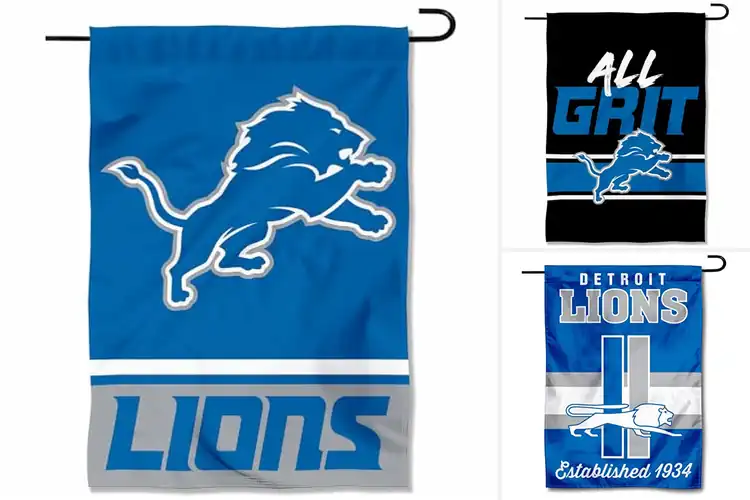 Detailed view of Best Detroit Lions Garden Flag