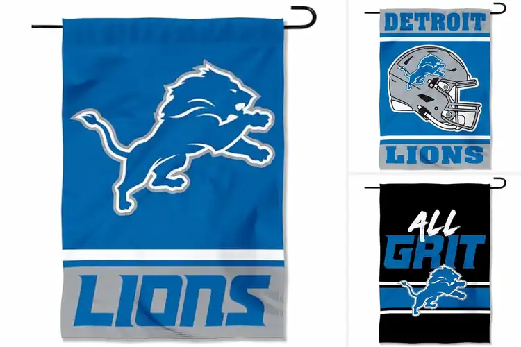 Detailed view of Best Detroit Lions Garden Flags