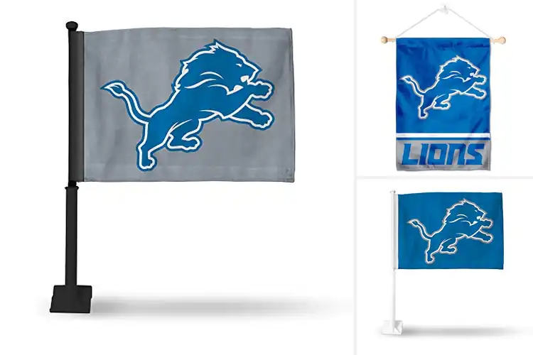 Detailed view of Best Detroit Lions Window Flags