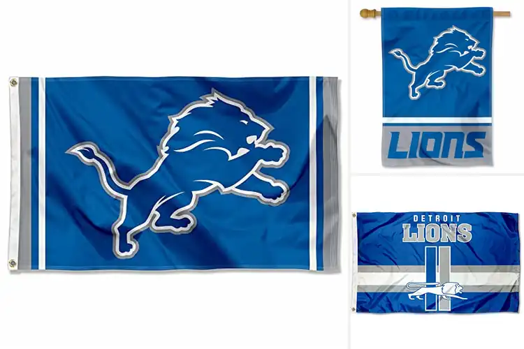 Detailed view of Best Double Sided Lions Flag